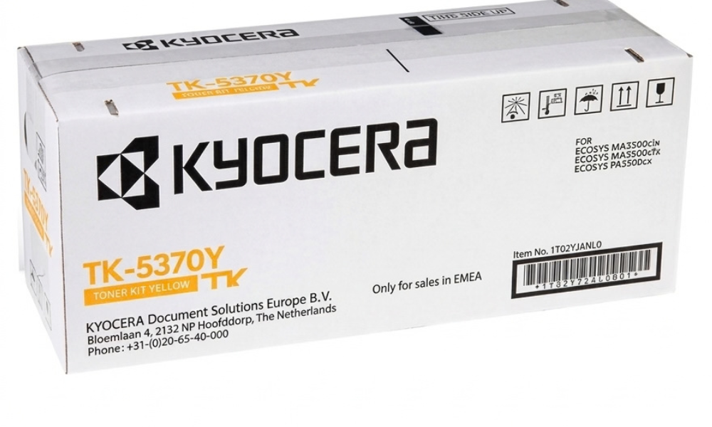 original Kyocera TK-5370Y Yellow Toner Cartridge for ECOSYS PA3500cx & MA3500 Series – 5000 Pages