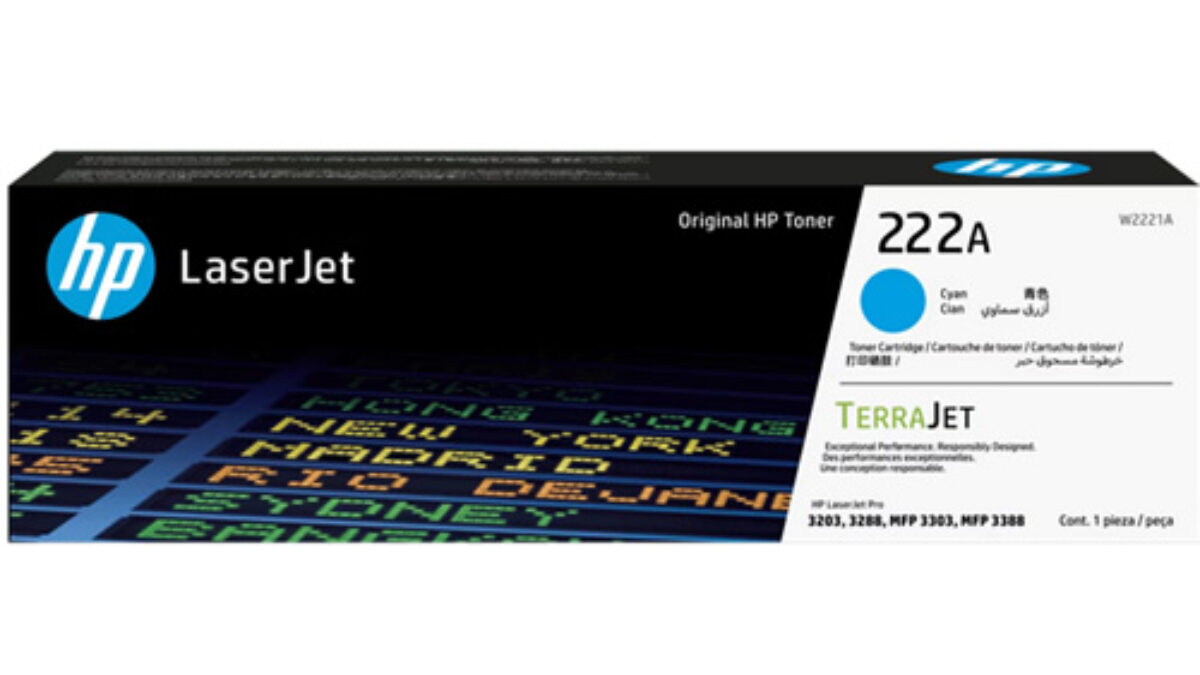 HP 222A Cyan (W2221A) Original LaserJet Toner Cartridge