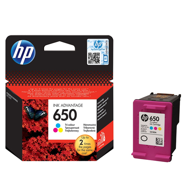 HP 650 Tri-colour Original (CZ102AE) Ink Advantage Cartridge 