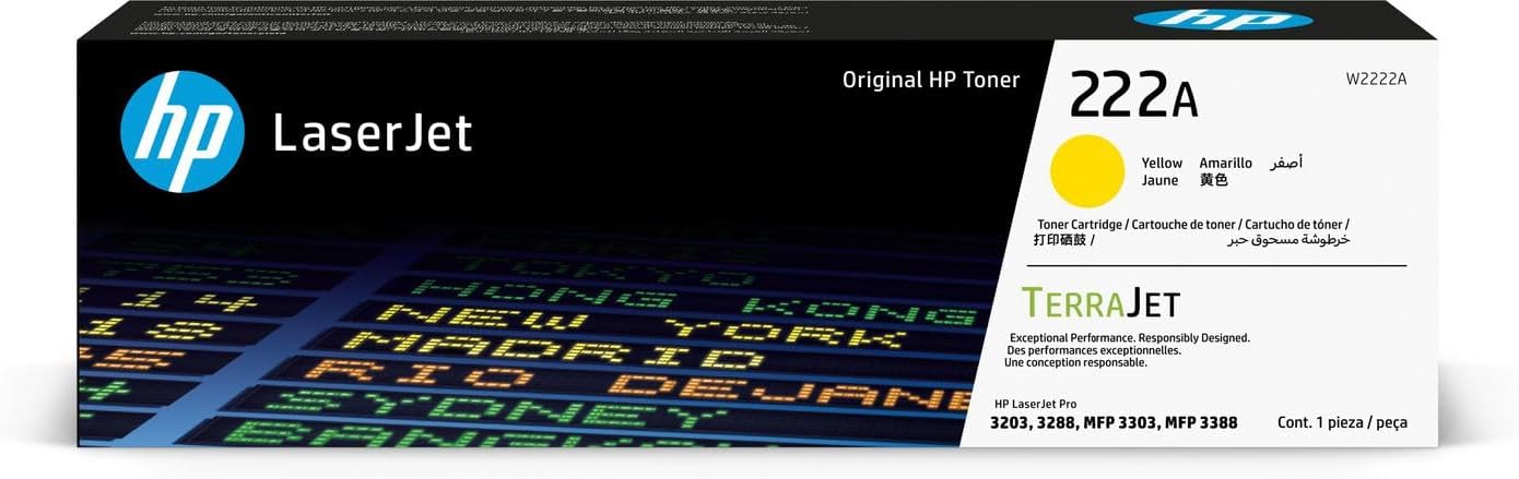 HP 222A Yellow Original LaserJet Toner Cartridge (W2222A)