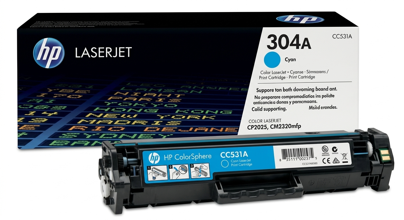 Original Cyan CC531A HP 304A LaserJet Toner Cartridge for Color LaserJet CP2025 & CM2320 – 2800 Pages