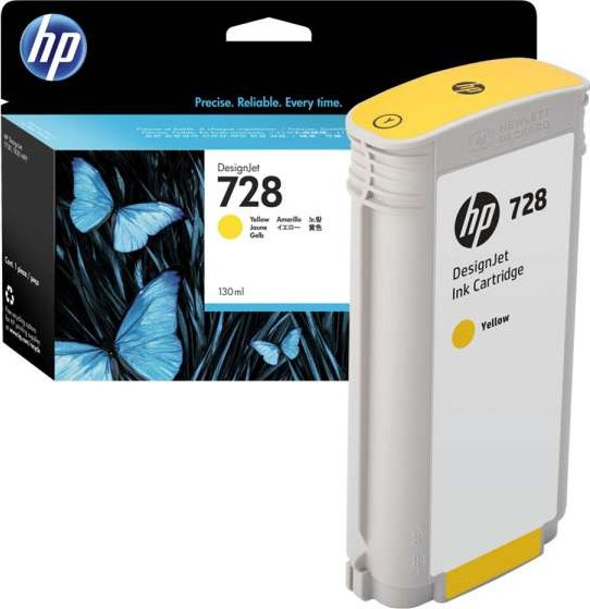 HP 728 Yellow DesignJet Ink Cartridge (F9J65A / F9K15A)
