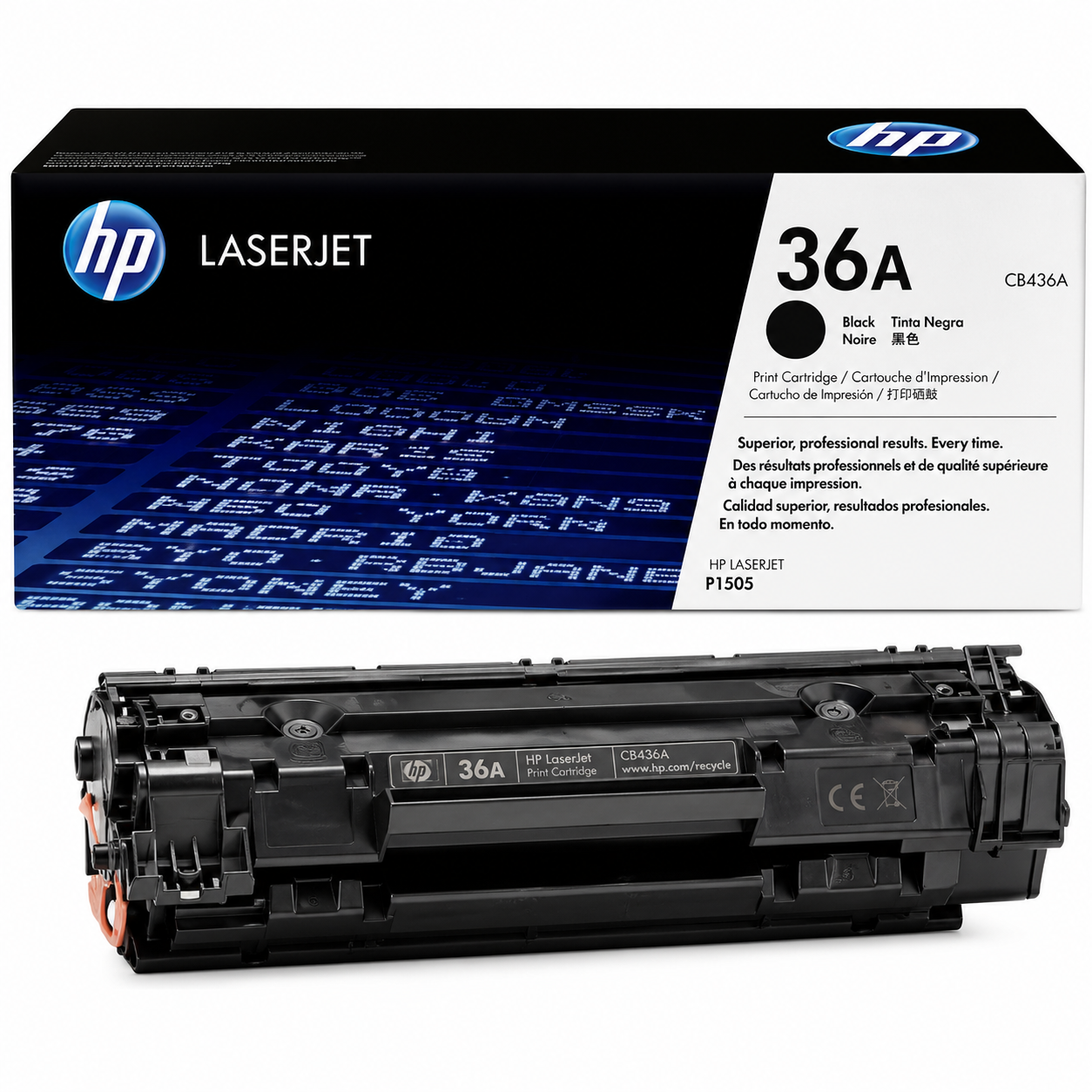 HP 36A Black Toner Cartridge (CB436A) – Genuine LaserJet Supply
