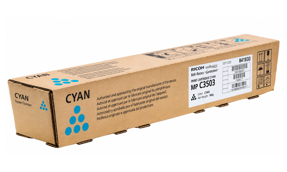 Ricoh Cyan MP C3503 Toner Cartridge for MP C3003, MP C3503, MP C3004 & MP C3504 – 18000 Pages