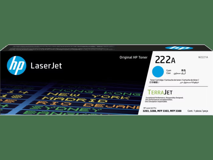 HP 222A  (W2221A) Cyan Original LaserJet Toner Cartridge